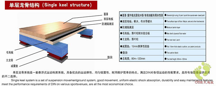 籃球館單層龍骨結(jié)構(gòu)地板系統(tǒng)介紹